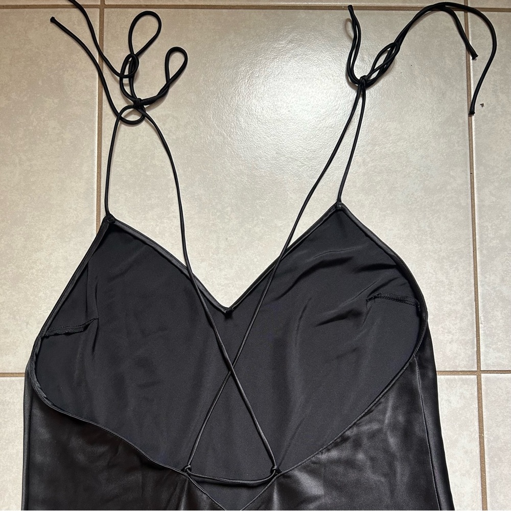 Victorias Secret Black Maxi Slip Dress Satin - Picture 8 of 8